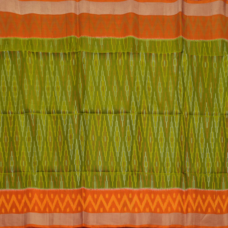 Hayagrivas Olive Green Handloom Ikkat Soft Silk Saree KBE2150A1-16 - Image 3