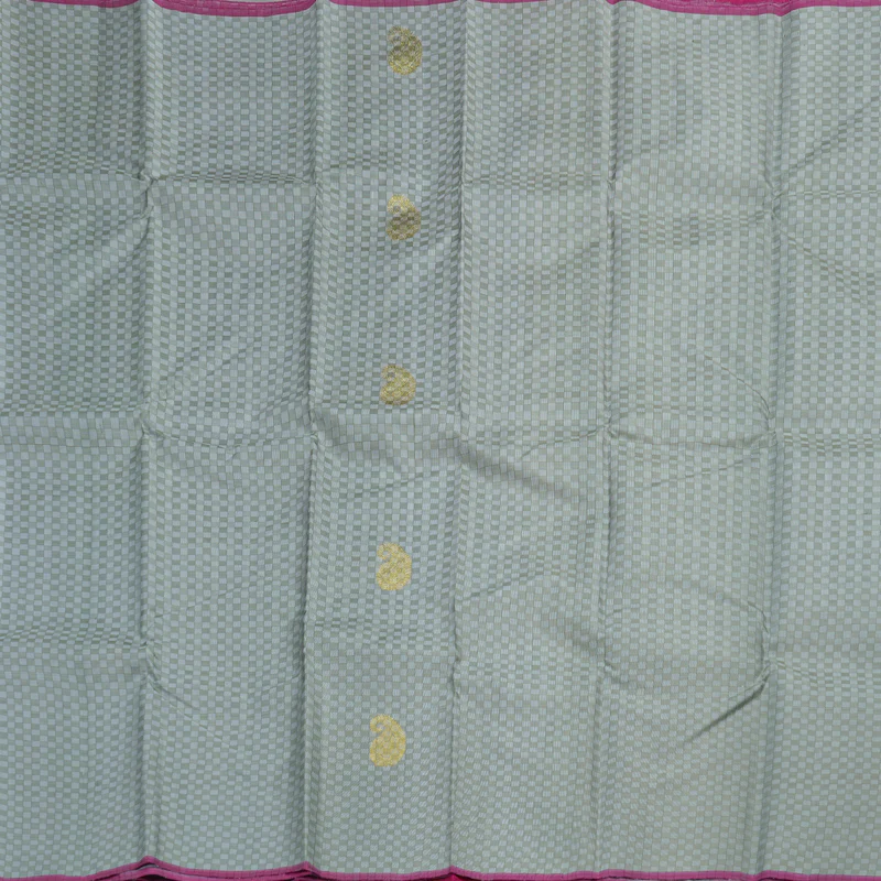 Hayagrivas Olive Green With White  Kanjivaram Silk Saree with Olive Green With White Border BBD596G1-1 - Image 4