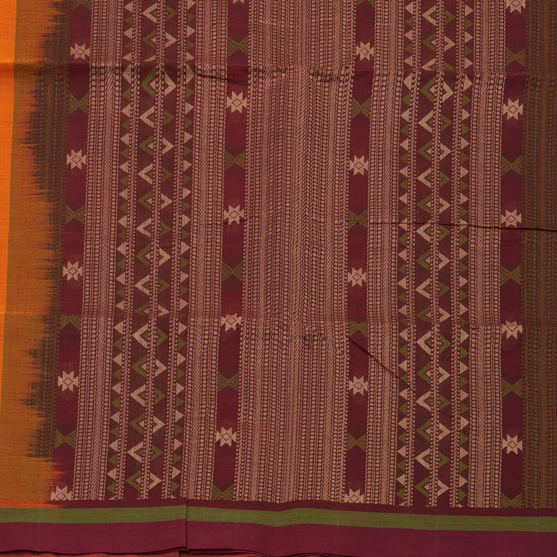 Hayagrivas Orange Handloom Kanchi Cotton Saree KBE2143A9-1 - Image 5