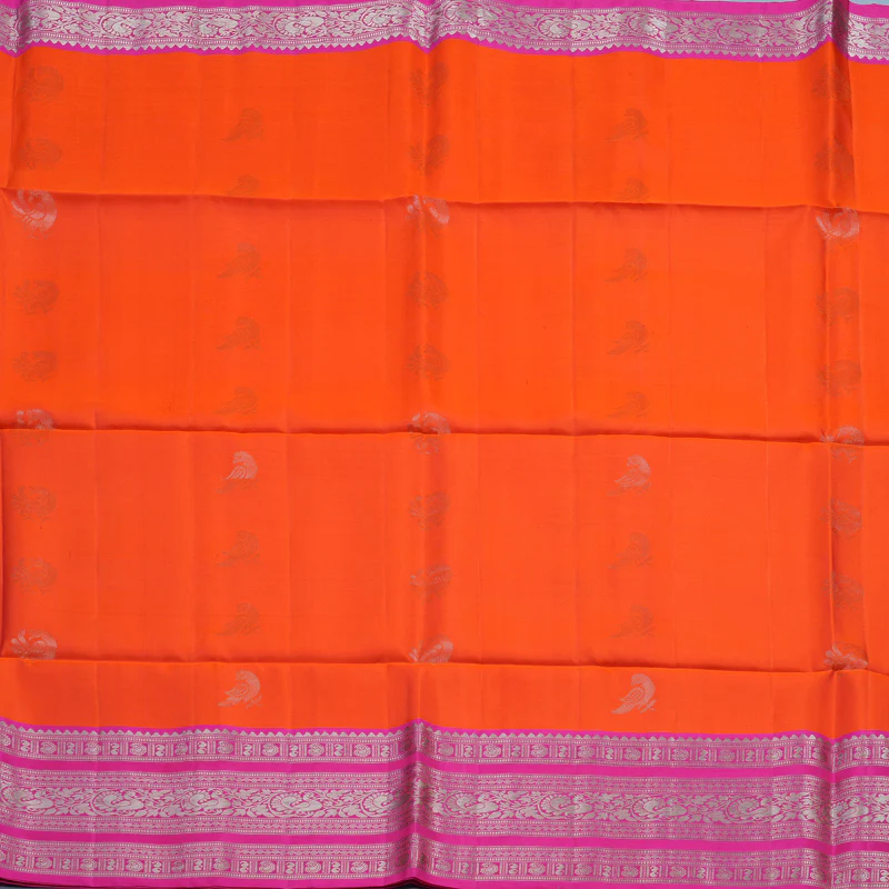 Hayagrivas Orange Handloom Soft Silk Saree KBE1892L3-20 - Image 3