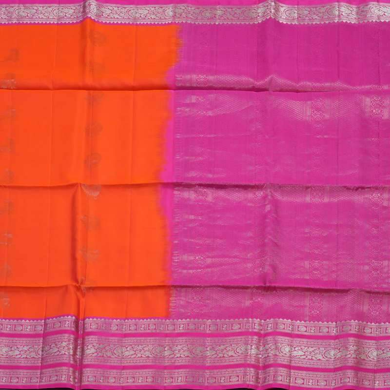 Hayagrivas Orange Handloom Soft Silk Saree KBE1892L3-20 - Image 4