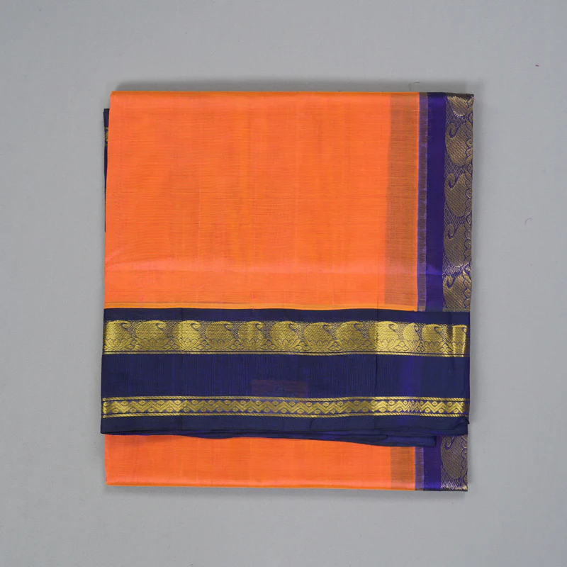 Hayagrivas Orange Pure Silk Cotton Saree SSCBF16D3-2 - Image 2
