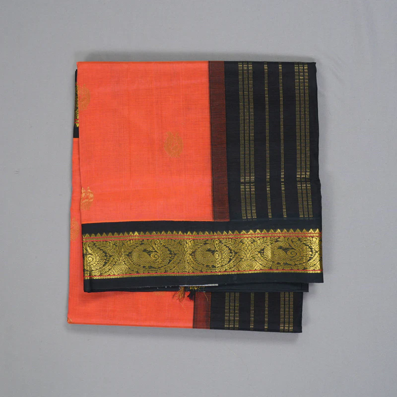Hayagrivas Orange Pure Silk Cotton Saree SSCBF34D5-36 - Image 2