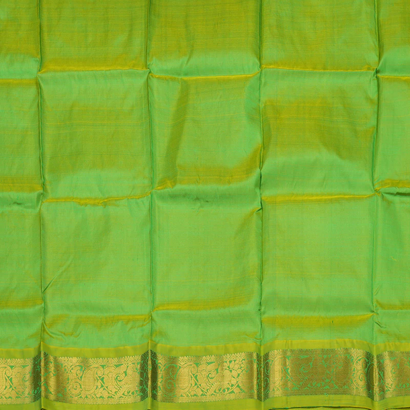 Hayagrivas Parrot Green Kanjivaram Pattu Pavadai with Lime Green border BBD743H8-6 - Image 3