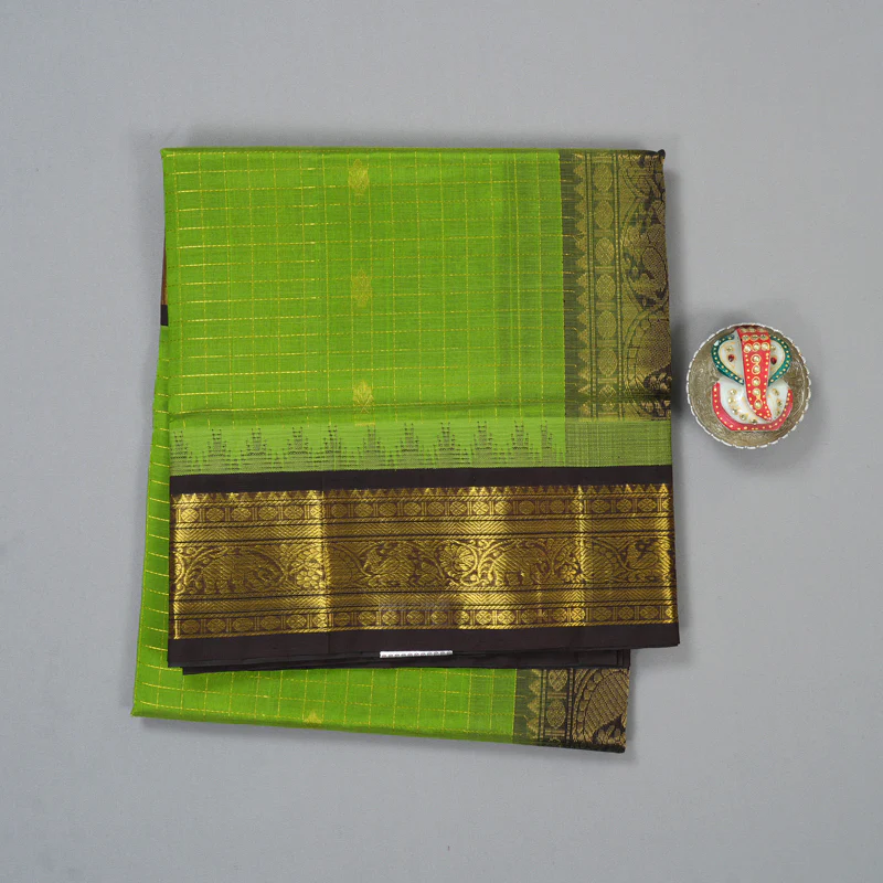 Hayagrivas Parrot Green Pure Silk Cotton Saree SSCBF55E1-4