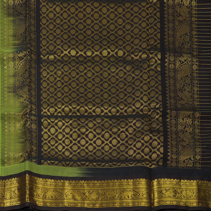 Hayagrivas Parrot Green Pure Silk Cotton Saree SSCBF55E1-4 - Image 5