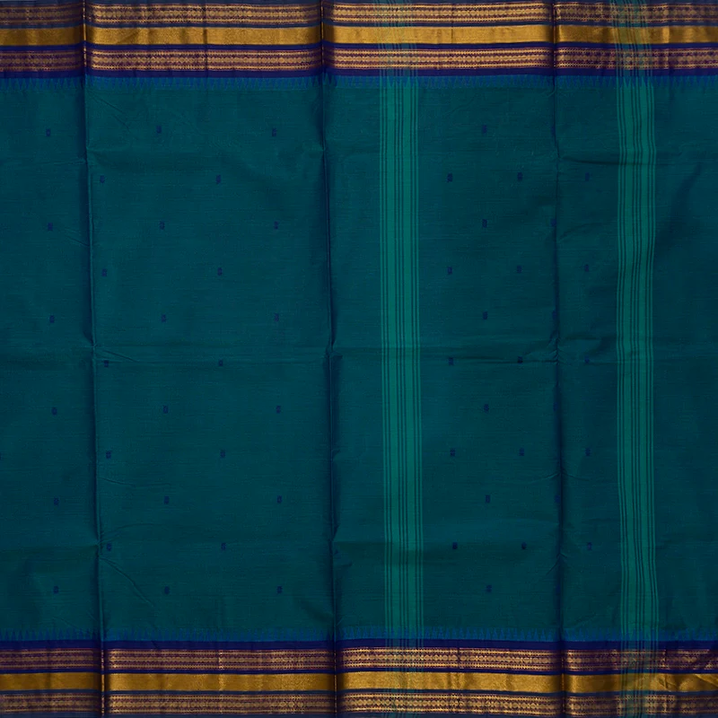 Hayagrivas Peacock Blue Handloom Chettinad Cotton Saree SSCBF63E5-8 - Image 3