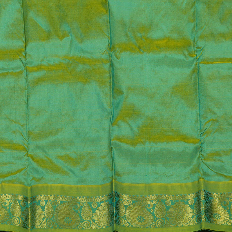 Hayagrivas Peacock Blue Kanjivaram Pattu Pavadai with Sage Green border KBE1389J5-1 - Image 3