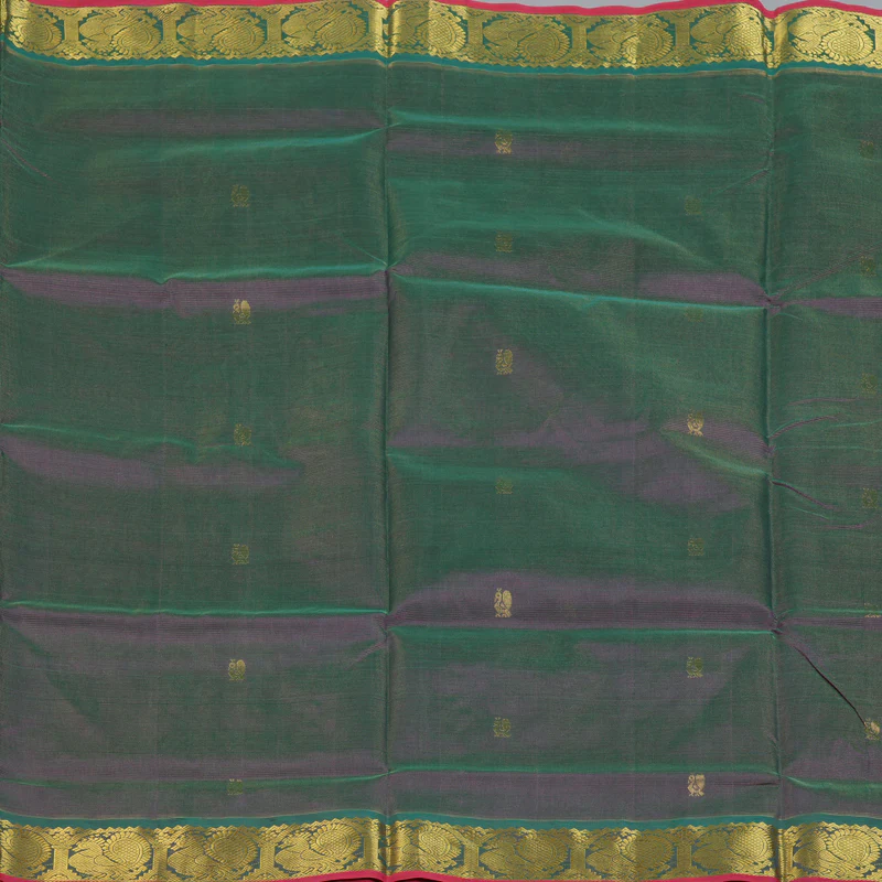 Hayagrivas Peacock Green & Purple (Shot Colour) Pure Silk Cotton Saree SSCBF53E7-9 - Image 3