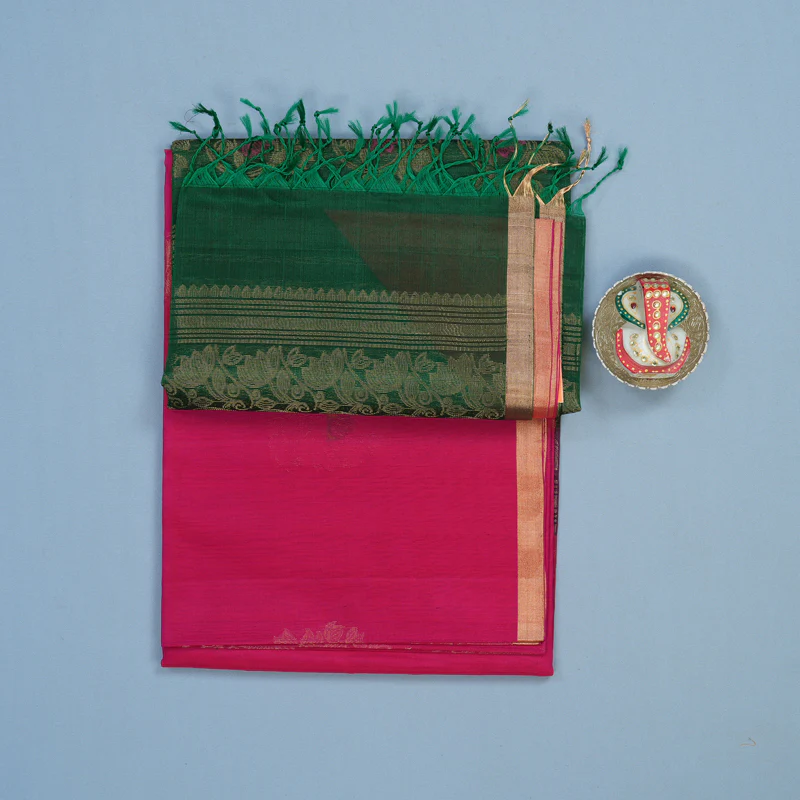 Hayagrivas Pink Kora Silk Cotton Saree KBE2142A6-11