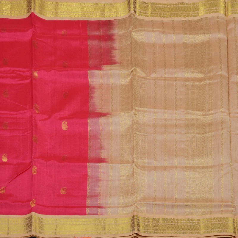 Hayagrivas Pink Pure Silk Cotton Saree with Sandal Border KBE1875L3-20 - Image 4