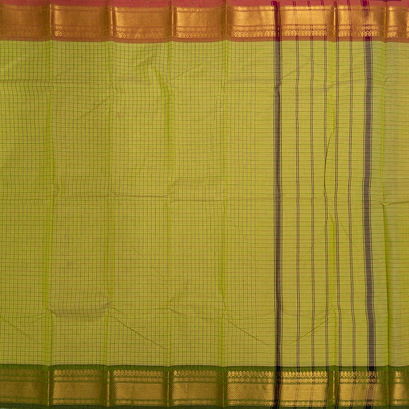Hayagrivas Pista Green Handloom Chettinad Cotton Saree KSBE1H4-7 - Image 3