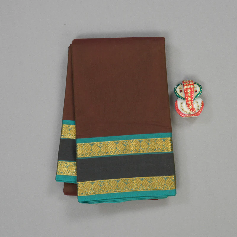 Hayagrivas Pure Cotton Saree in Regal Chocolate Brown HBE87D1-28