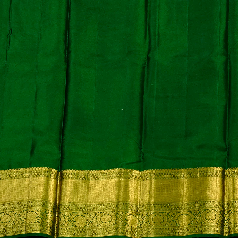 Hayagrivas Pure Kanjivaram Pattu Pavadai in Luminous Orange Brocade with Bottle Green KBE469F30-2 - Image 3