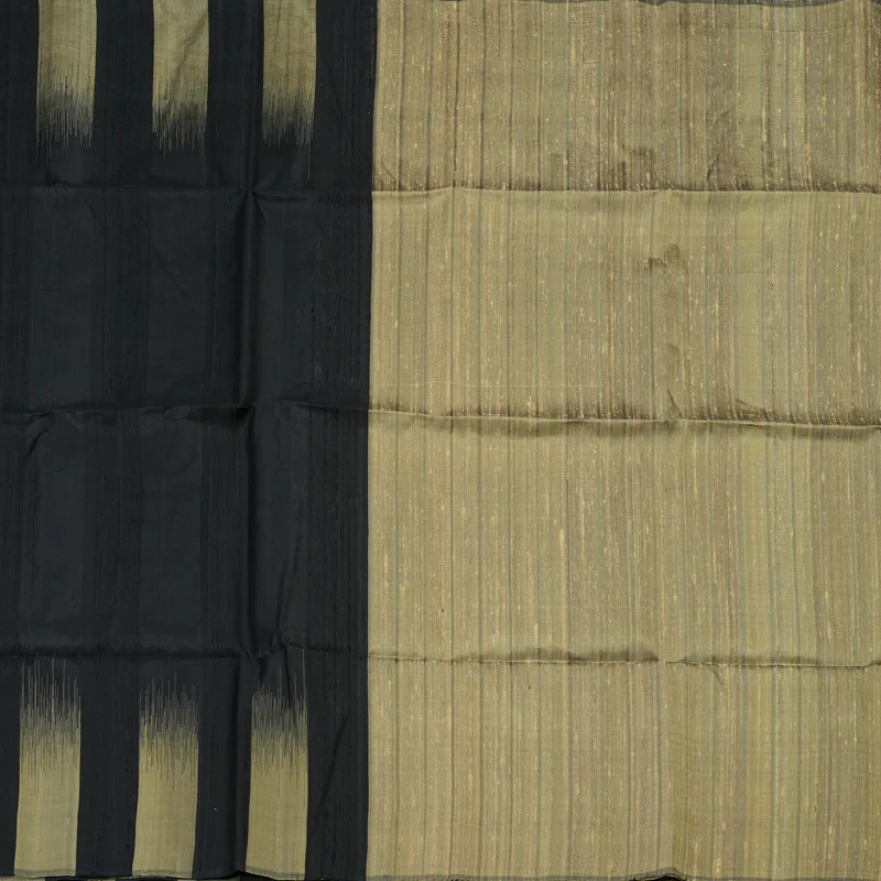 Hayagrivas Pure Soft Silk Saree in classic Black with subtle Beige KBE380E1-29 - Image 4