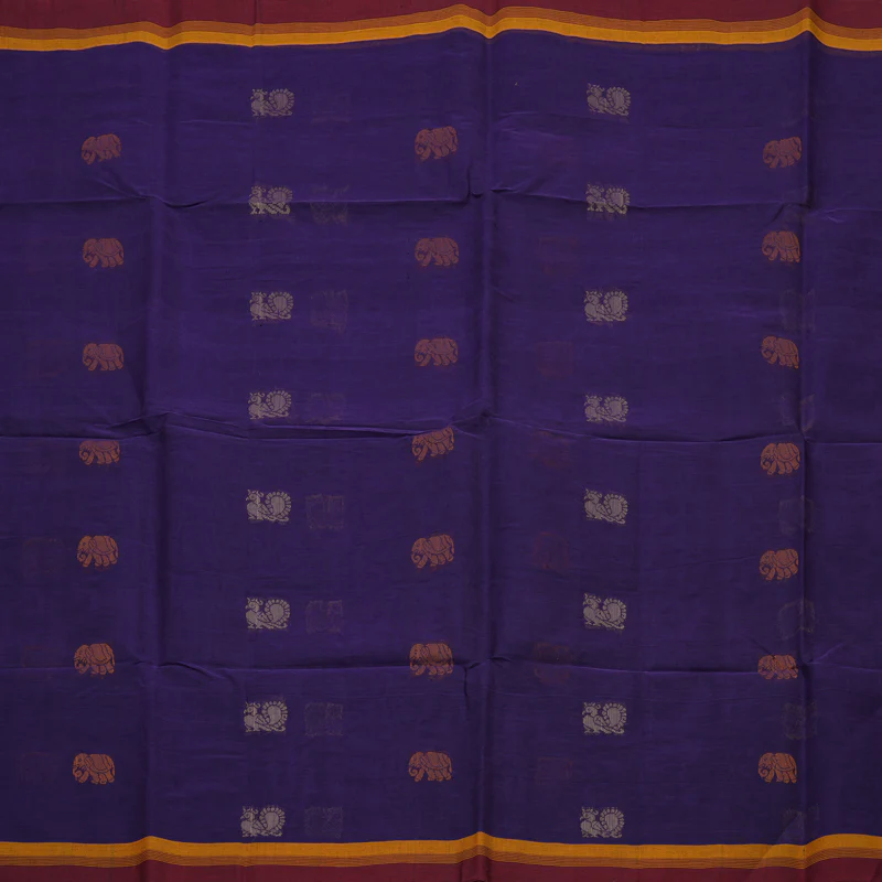 Hayagrivas Purple Handloom Cotton Saree KBE2145A9-6 - Image 3