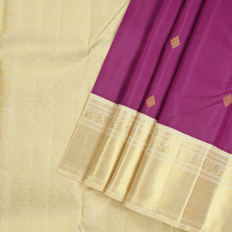 Hayagrivas Purple Handloom Kanjivaram Silk Saree with Sandal Border KBD2109C4-1 - Image 3