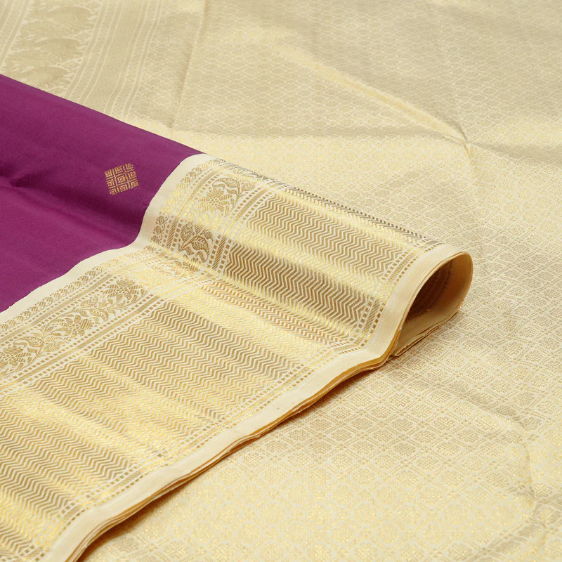 Hayagrivas Purple Handloom Kanjivaram Silk Saree with Sandal Border KBD2109C4-1 - Image 4