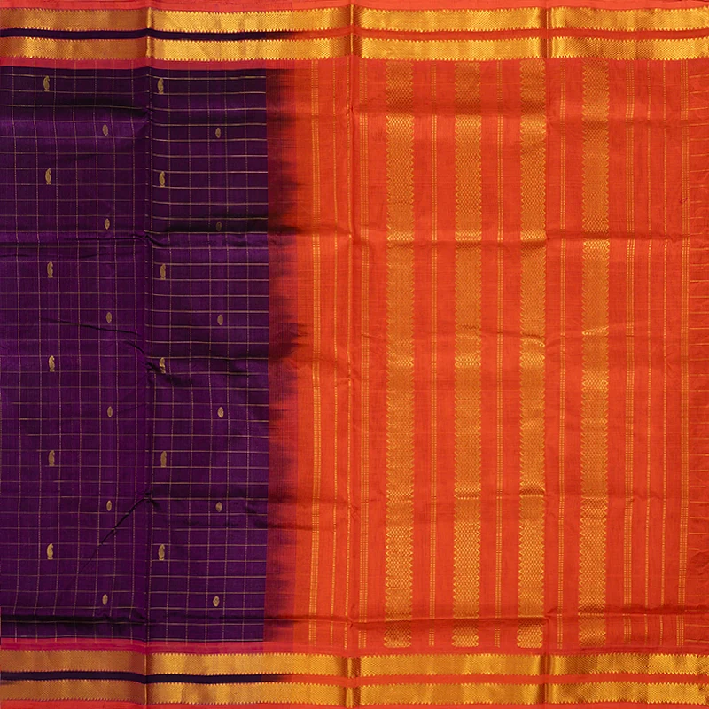 Hayagrivas Purple Pure Silk Cotton Saree SSCBF13D12-2 - Image 3