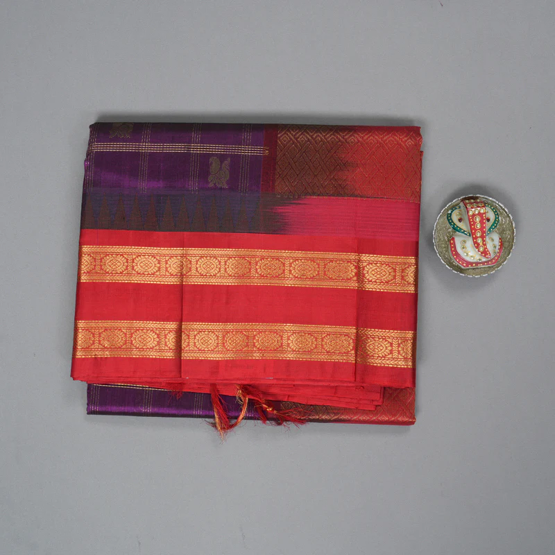 Hayagrivas Purple Pure Silk Cotton Saree SSCBF36D12-2 - Image 2