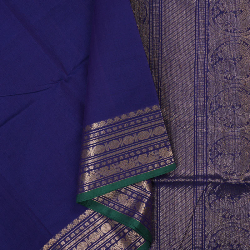 Hayagrivas Purplish-Blue Handloom Cotton Saree KSBE89A7-4 - Image 2