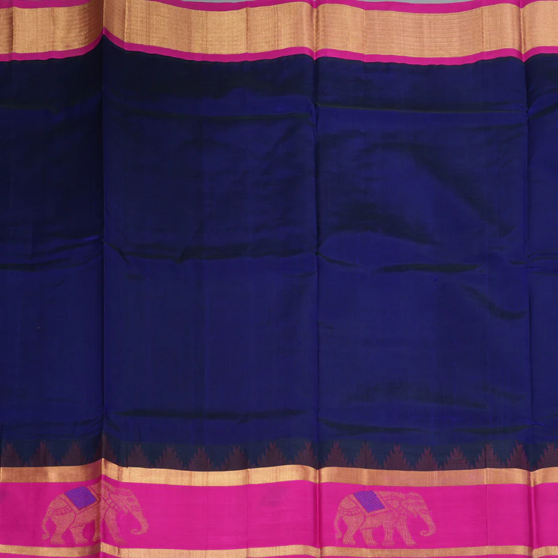 Hayagrivas Purplish-Blue Pure Silk Cotton Saree SSCBF36D13-1 - Image 3