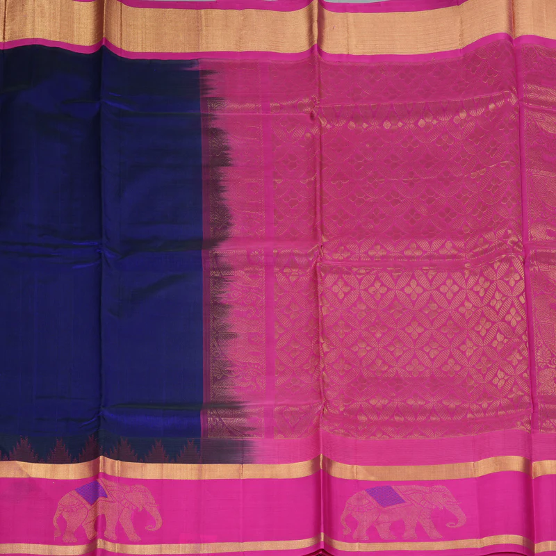 Hayagrivas Purplish-Blue Pure Silk Cotton Saree SSCBF36D13-1 - Image 4