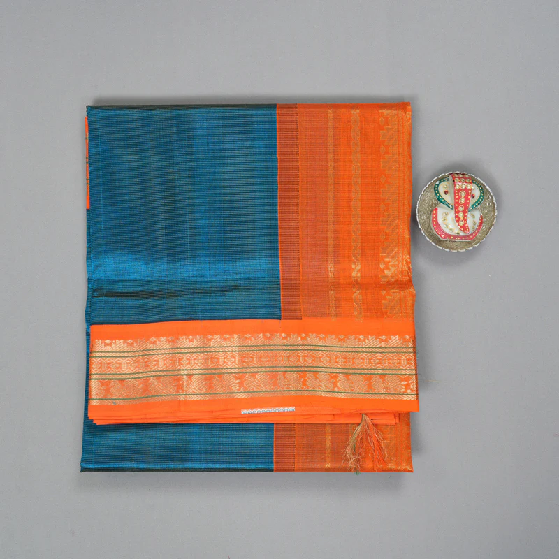 Hayagrivas Ramar Blue Pure Silk Cotton Saree SSCBF35D1-4 - Image 2