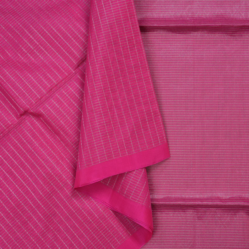 Hayagrivas Rani Pink Kora Silk Cotton Saree KBE2153A6-2 - Image 2