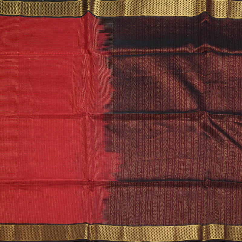 Hayagrivas Red Kora Silk Cotton Saree SSCBF14D6-11 - Image 4