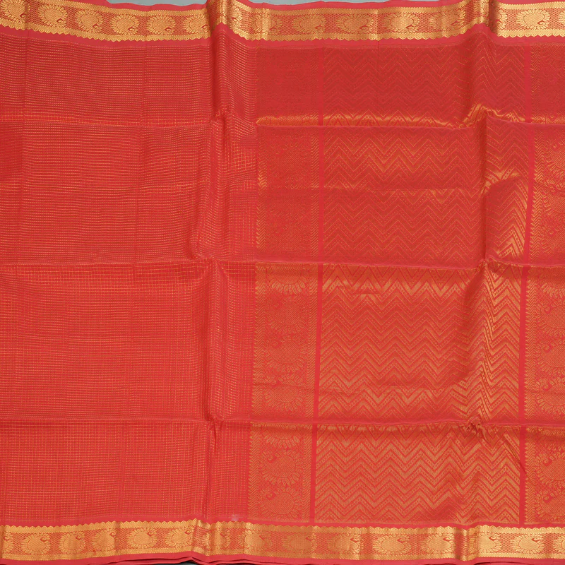 Hayagrivas Red Kora Silk Cotton Saree SSCBF14D6-5 - Image 5