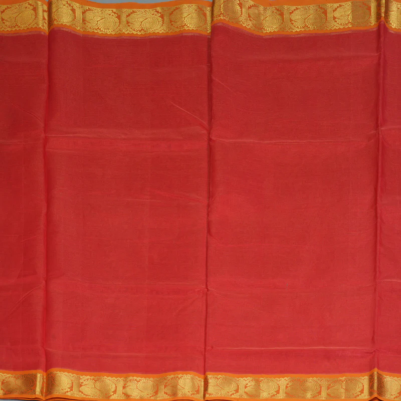 Hayagrivas Red Ten Yards Pure Silk Cotton Saree SSCBF52E5-4 - Image 3