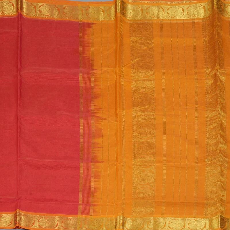 Hayagrivas Red Ten Yards Pure Silk Cotton Saree SSCBF52E5-4 - Image 4