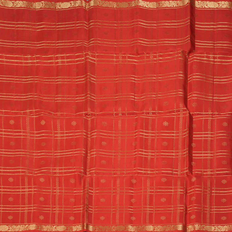 Hayagrivas Reddish-Orange Handloom Soft Silk Saree KSBE22I28-1 - Image 3