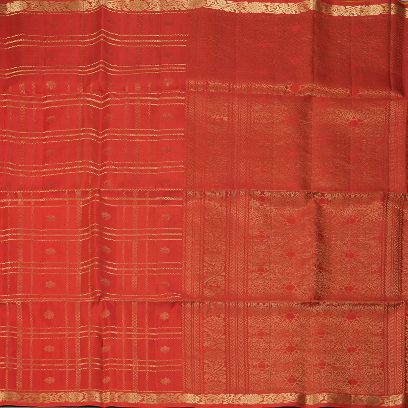 Hayagrivas Reddish-Orange Handloom Soft Silk Saree KSBE22I28-1 - Image 5