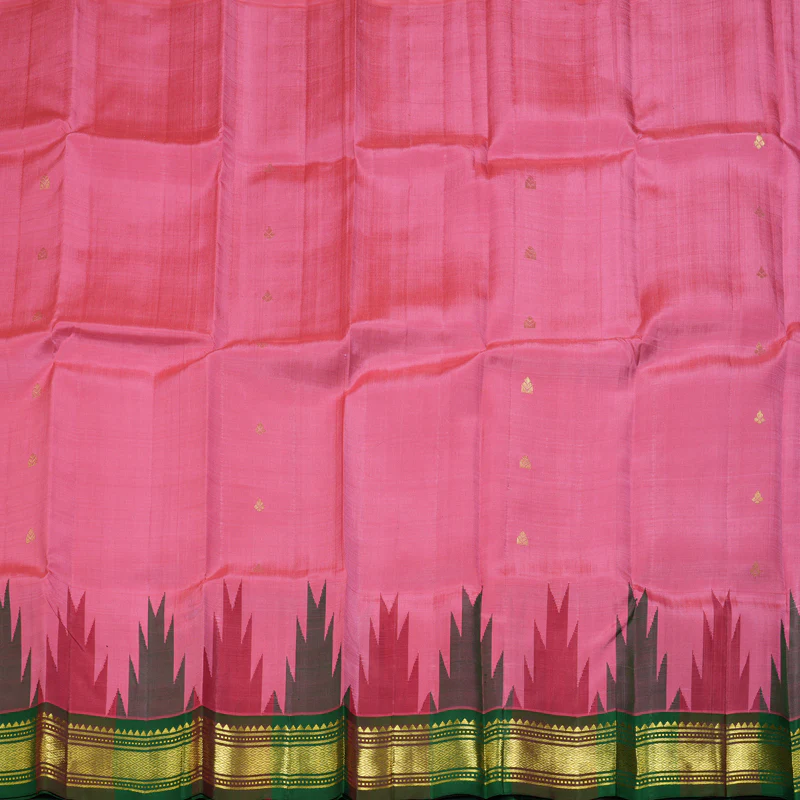 Hayagrivas Rose Pink Pure One-sided border Kanjivaram Silk Saree KBF47D5-22 - Image 3