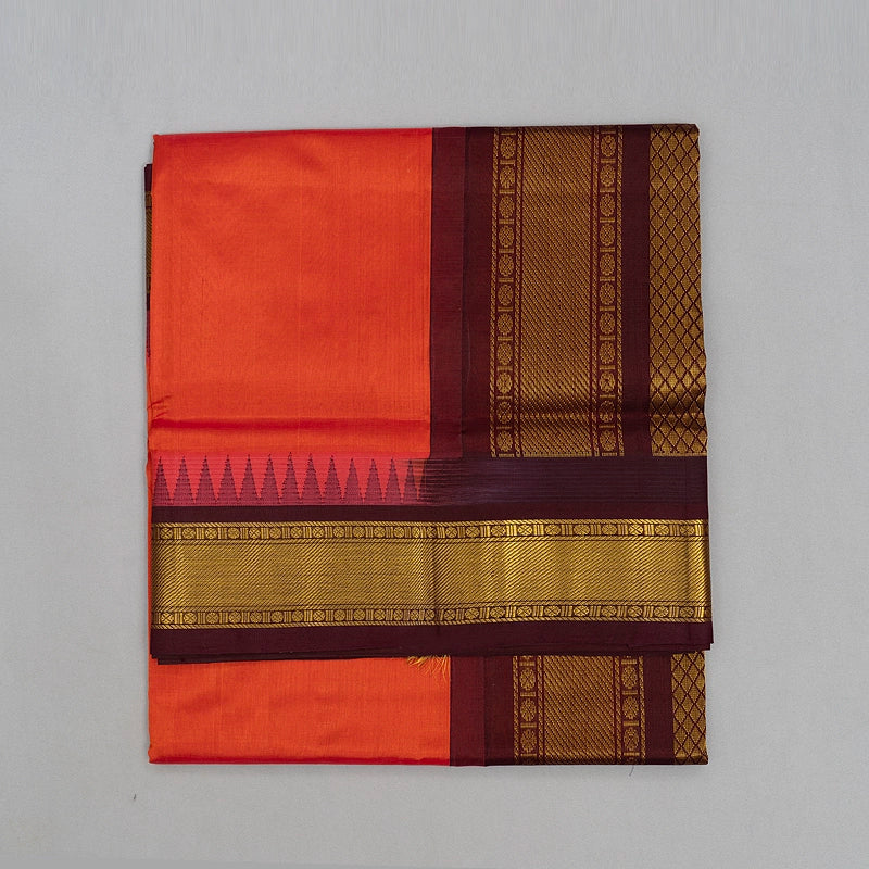 Hayagrivas Rust Pure Silk Cotton Saree SSCBF34D3-33 - Image 2