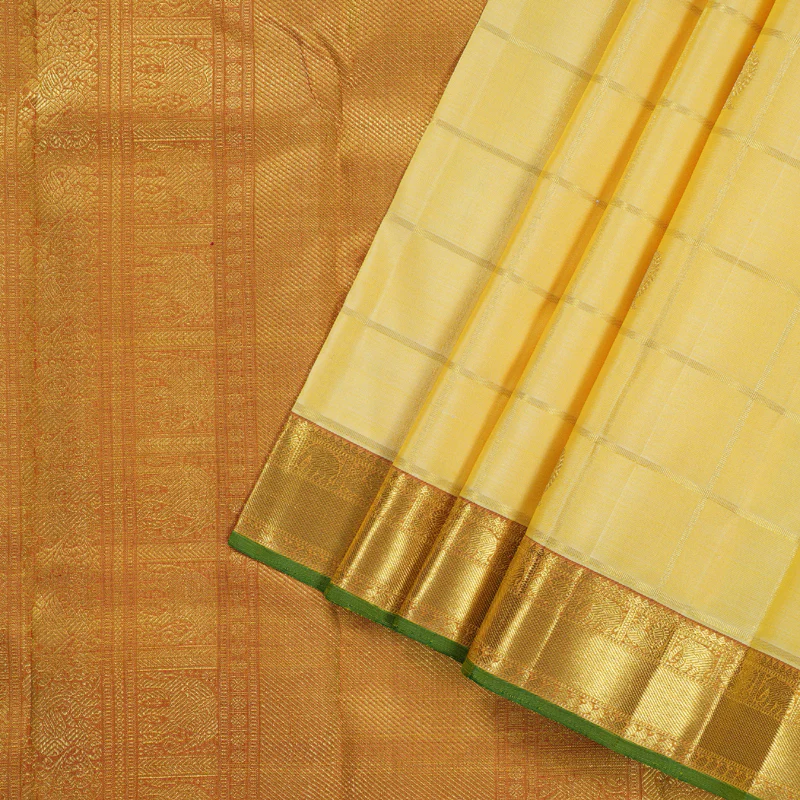 Hayagrivas Sandal Handloom Kanjivaram Silk Saree with Dual Tone (Pink With Yellow) Border KBD1986B1-1 - Image 2