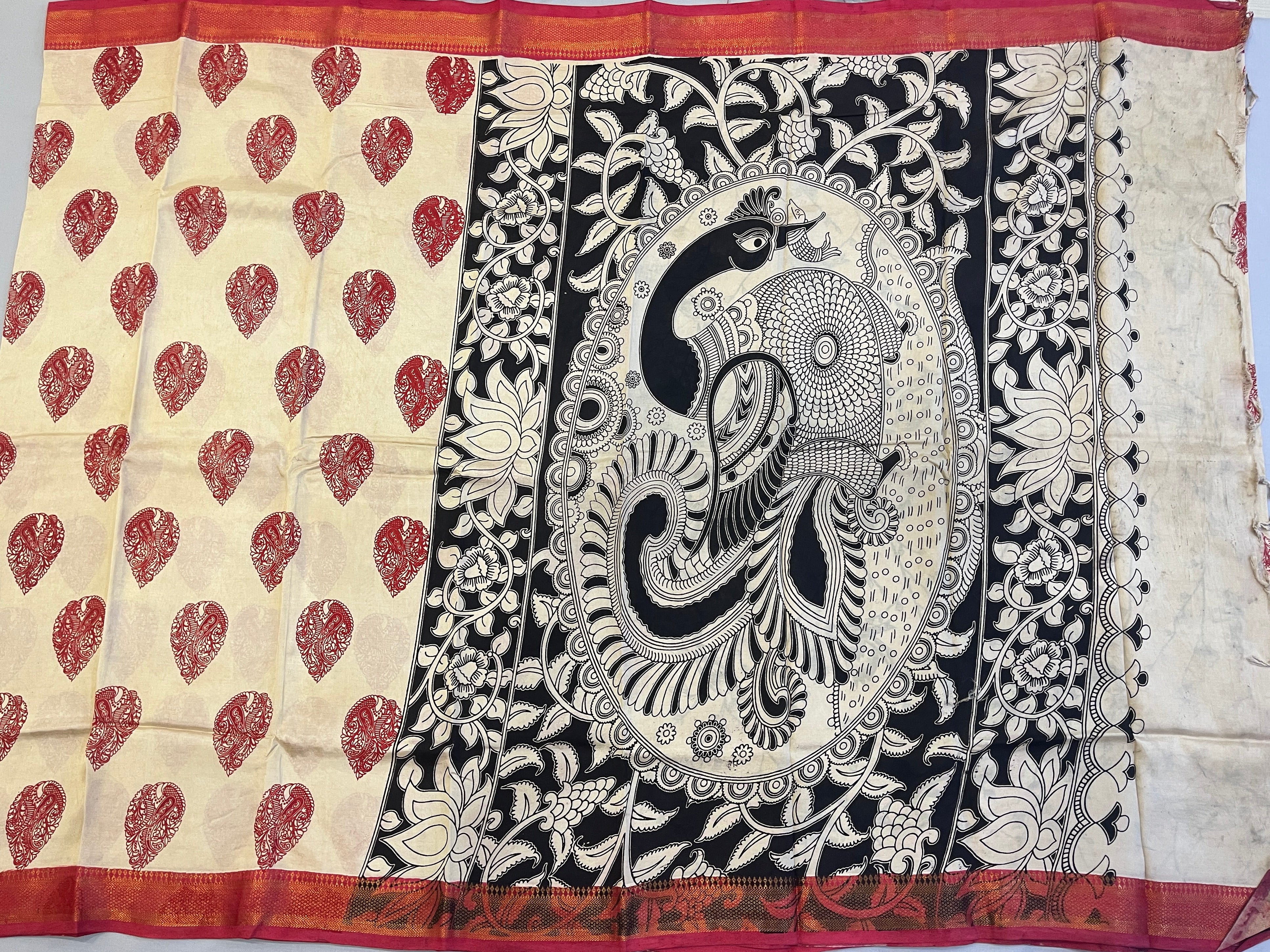 Hayagrivas Sandal Kalamkari Saree SSCBF73E3-3 - Image 2