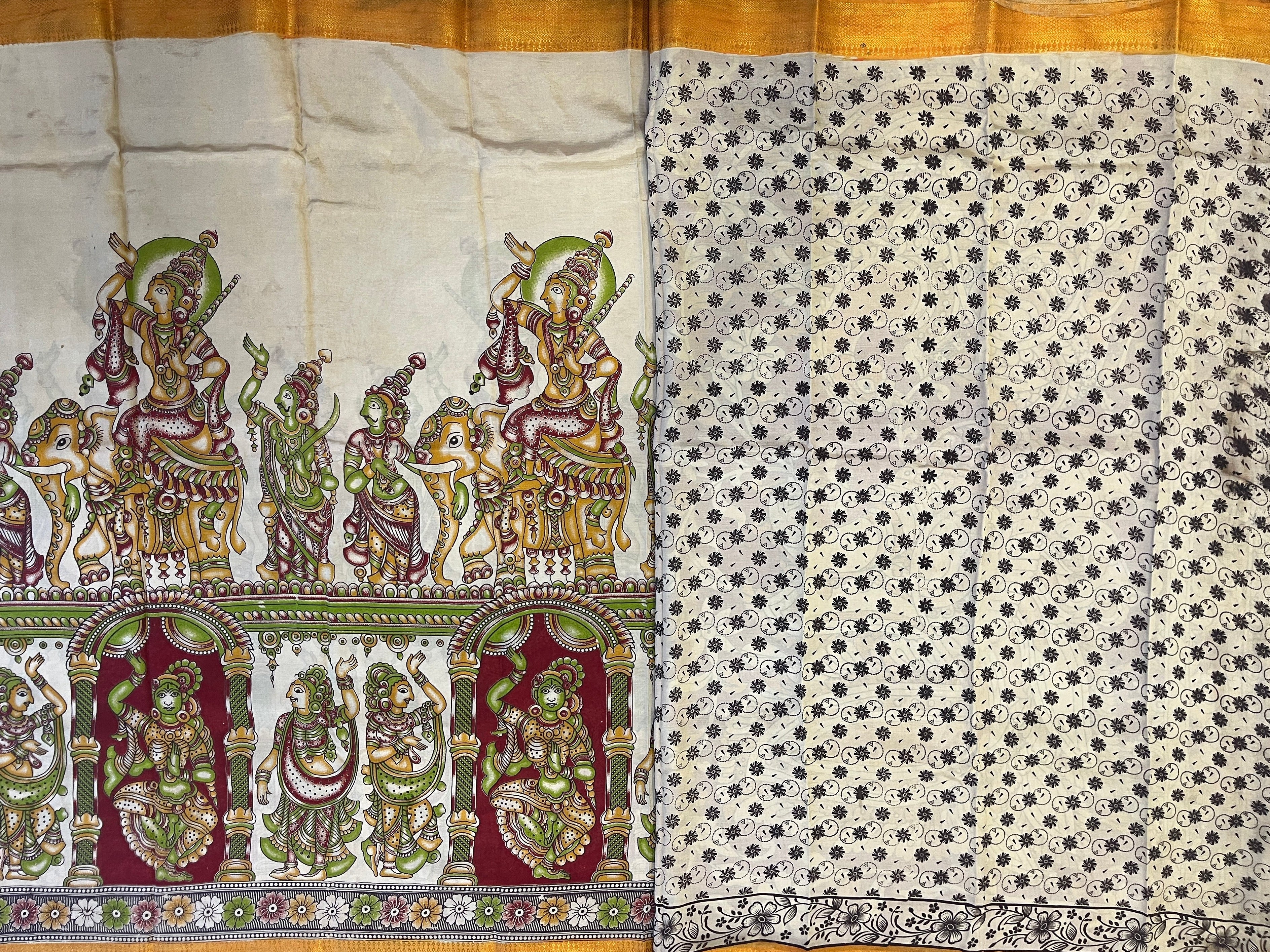 Hayagrivas Sandal Kalamkari Saree SSCBF73E3-2 - Image 3