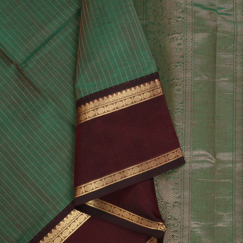 Hayagrivas Sea Green Kanchi Silk Cotton Saree KSBE124C3-5 - Image 2