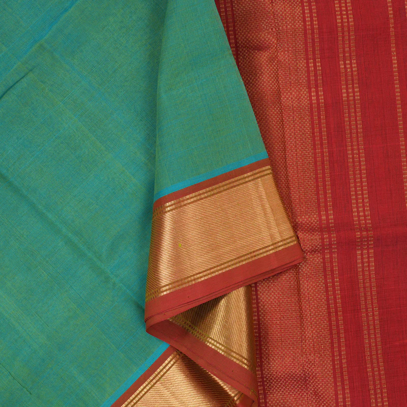 Hayagrivas Sea Green Pure Silk Cotton Saree SSCBF53E2-2
