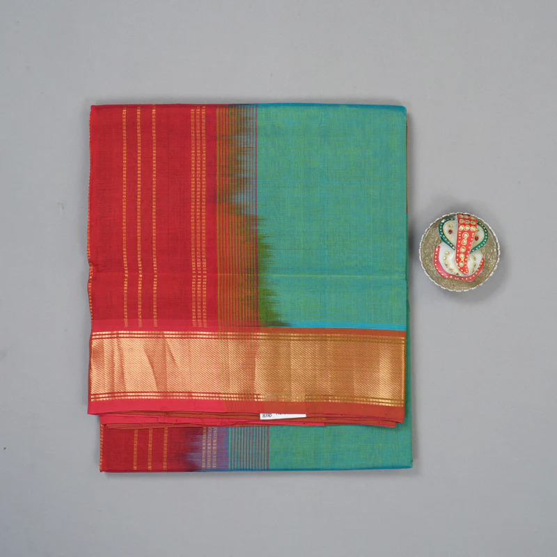Hayagrivas Sea Green Pure Silk Cotton Saree SSCBF53E2-2 - Image 2