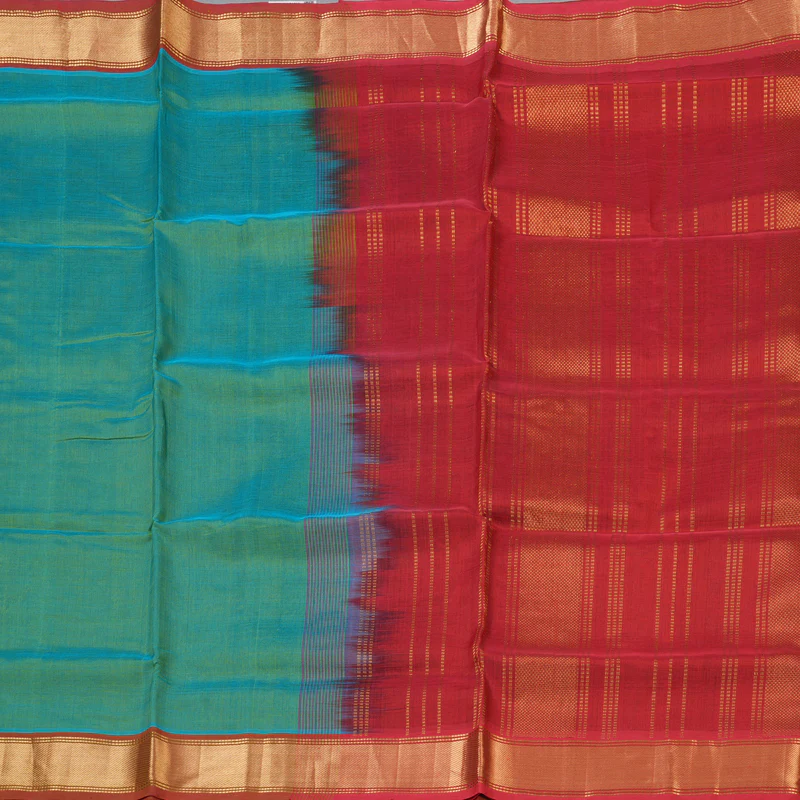 Hayagrivas Sea Green Pure Silk Cotton Saree SSCBF53E2-2 - Image 4