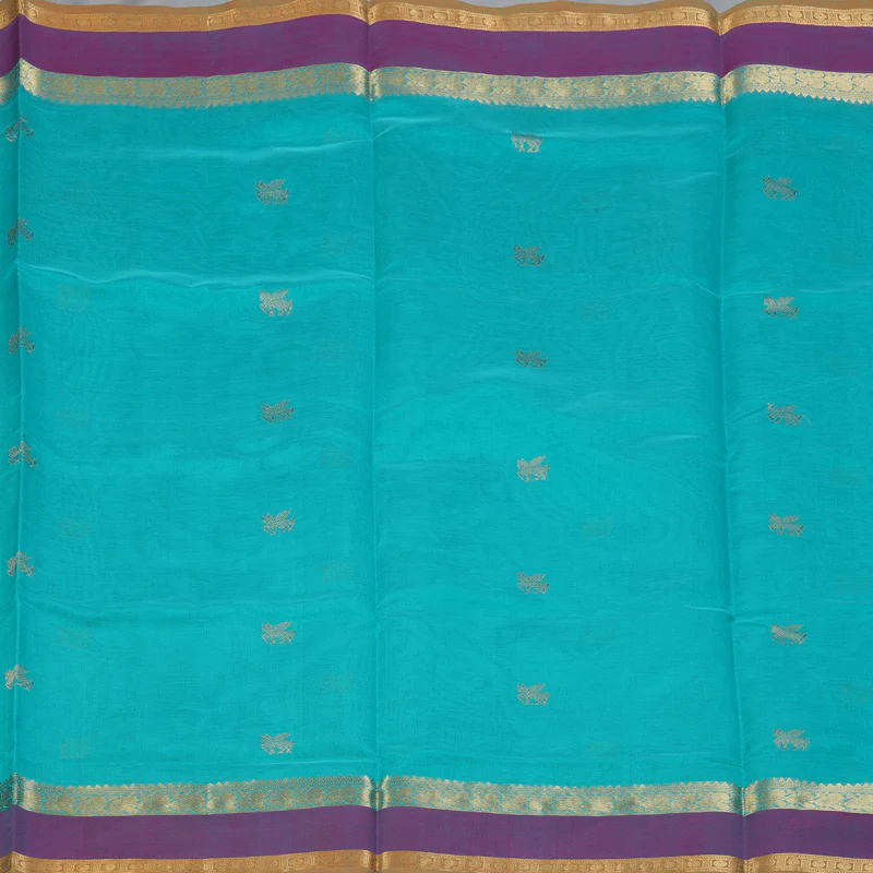 Hayagrivas Sky Blue Kanchi Silk Cotton Saree KSBE124C6-4 - Image 3