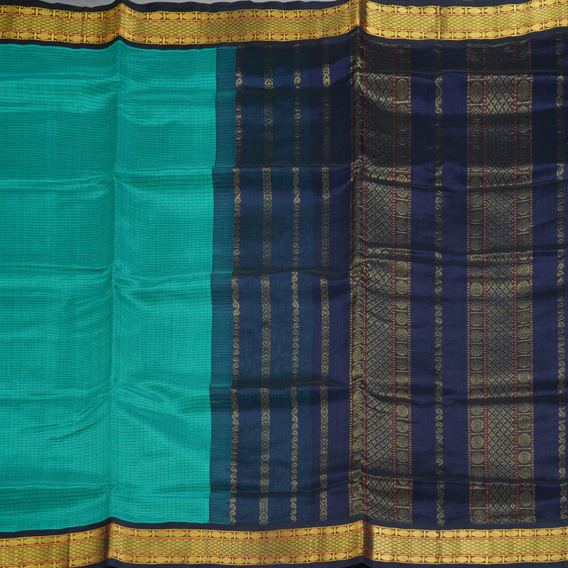 Hayagrivas Teal Green Pure Silk Cotton Saree SSCBF35D5-20 - Image 4
