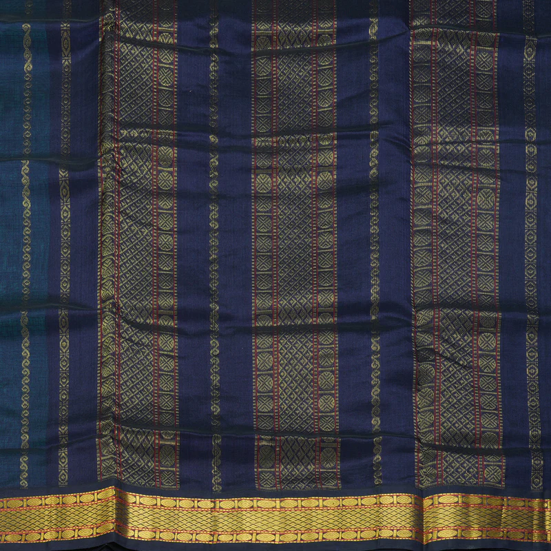 Hayagrivas Teal Green Pure Silk Cotton Saree SSCBF35D5-20 - Image 5