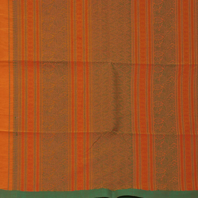 Hayagrivas Turmeric Orange Handloom Cotton Saree KSBE89A4-2 - Image 5