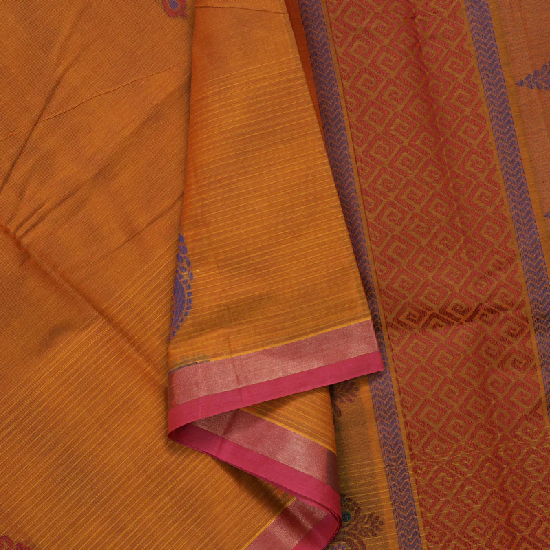 Hayagrivas Turmeric Yellow Handloom Cotton Saree KBE2166A22-3 - Image 2