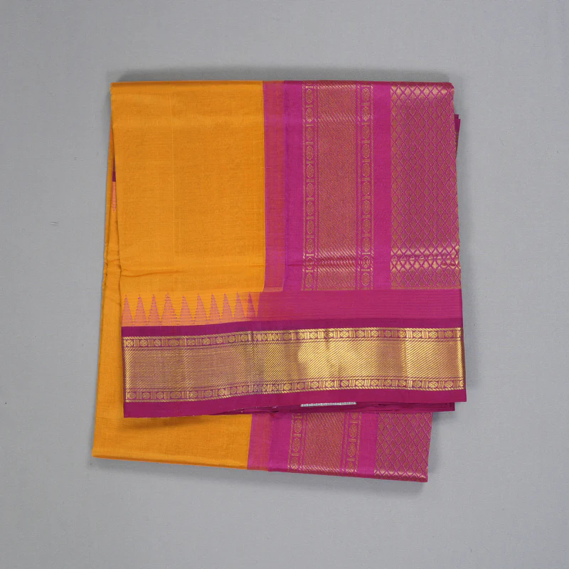 Hayagrivas Turmeric Yellow Pure Silk Cotton Saree SSCBF34D3-16 - Image 2